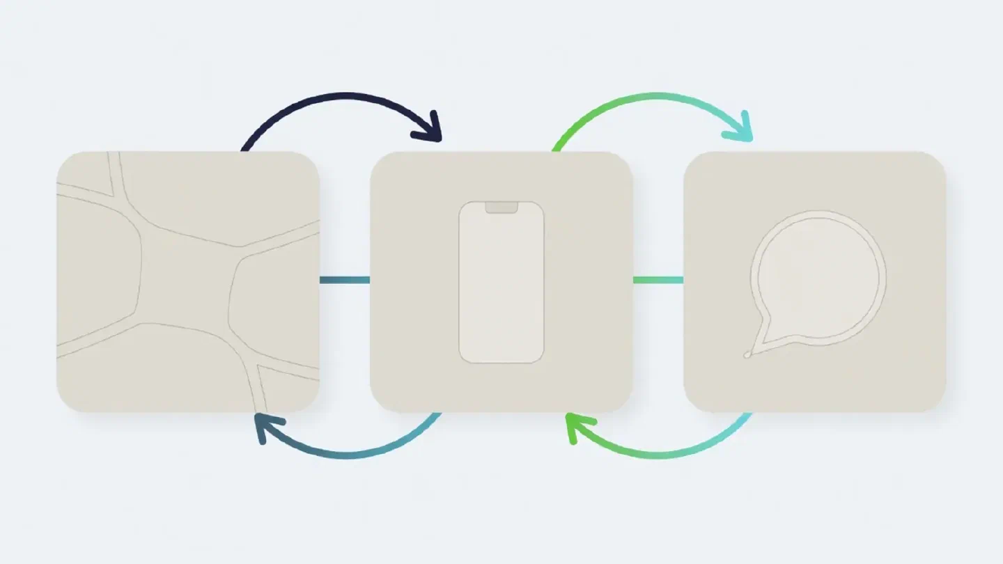 Illustration of a mobile phone between account access steps